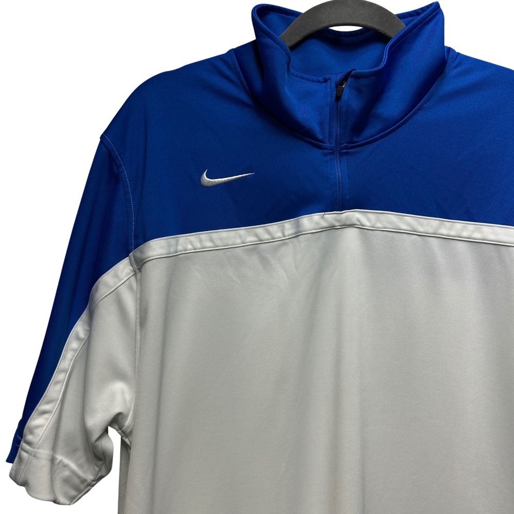 Nike Team Quarter Zip Pullover Mens L Blue White Athleisure Gorpcore
